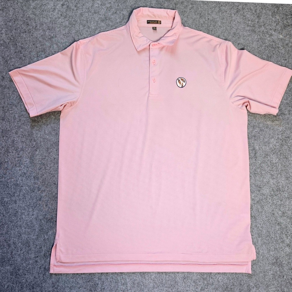 Peter Millar Summer Comfort Pink Stripe Golf Polo Shirt XL 4-Elements Logo Mens